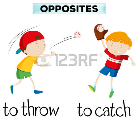 450x391 Opposite Words With Throw And Catch Illustration Royalty Free