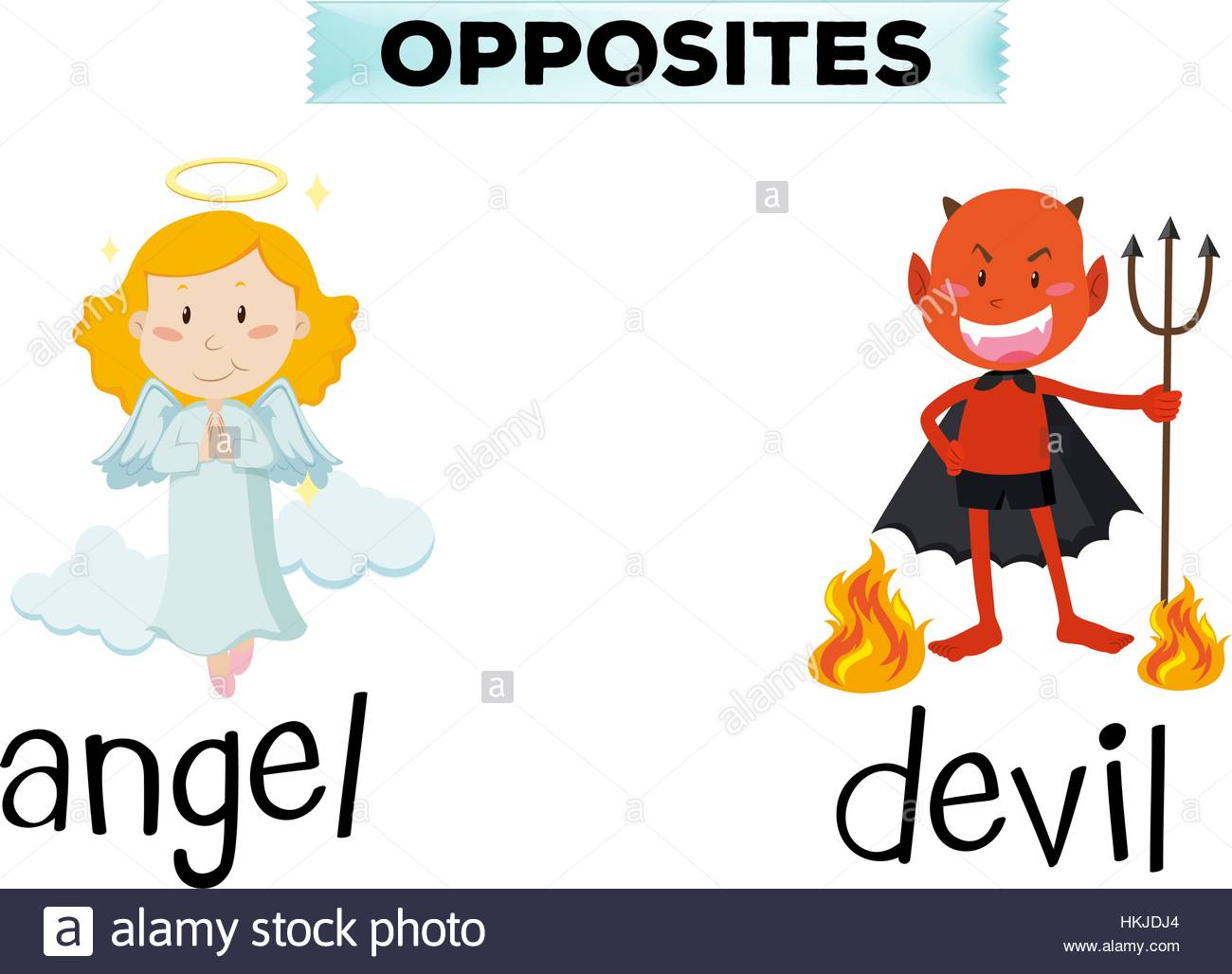 1300x1028 Opposite Words For Angel And Devil Illustration Stock Vector Art