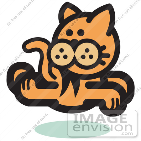 450x450 Royalty Free Cartoon Clip Art Of An Orange Cat Running And Looking