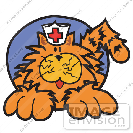 450x450 Royalty Free Cartoon Clip Art Of An Orange Cat Wearing A White