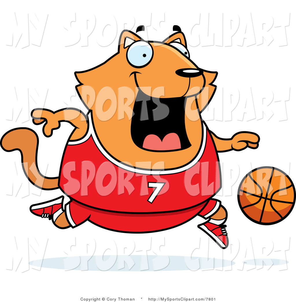 1024x1044 Sports Clip Art Of A Cat Playing Basketball In A Red Number 7