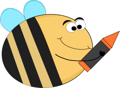 400x293 Funny Bee With An Orange Crayon Clip Art