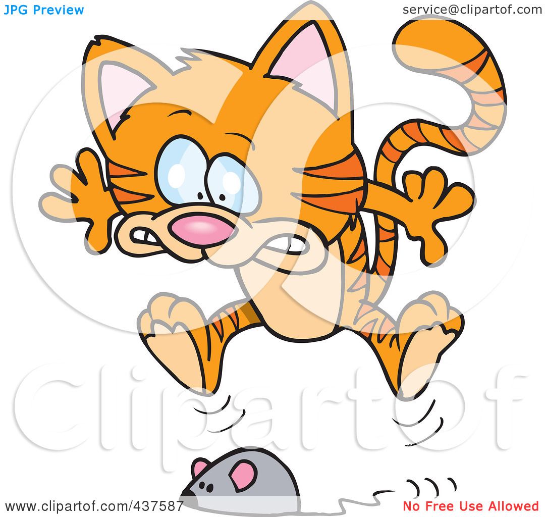 1080x1024 Royalty Free (Rf) Clip Art Illustration Of A Toy Mouse Frightening