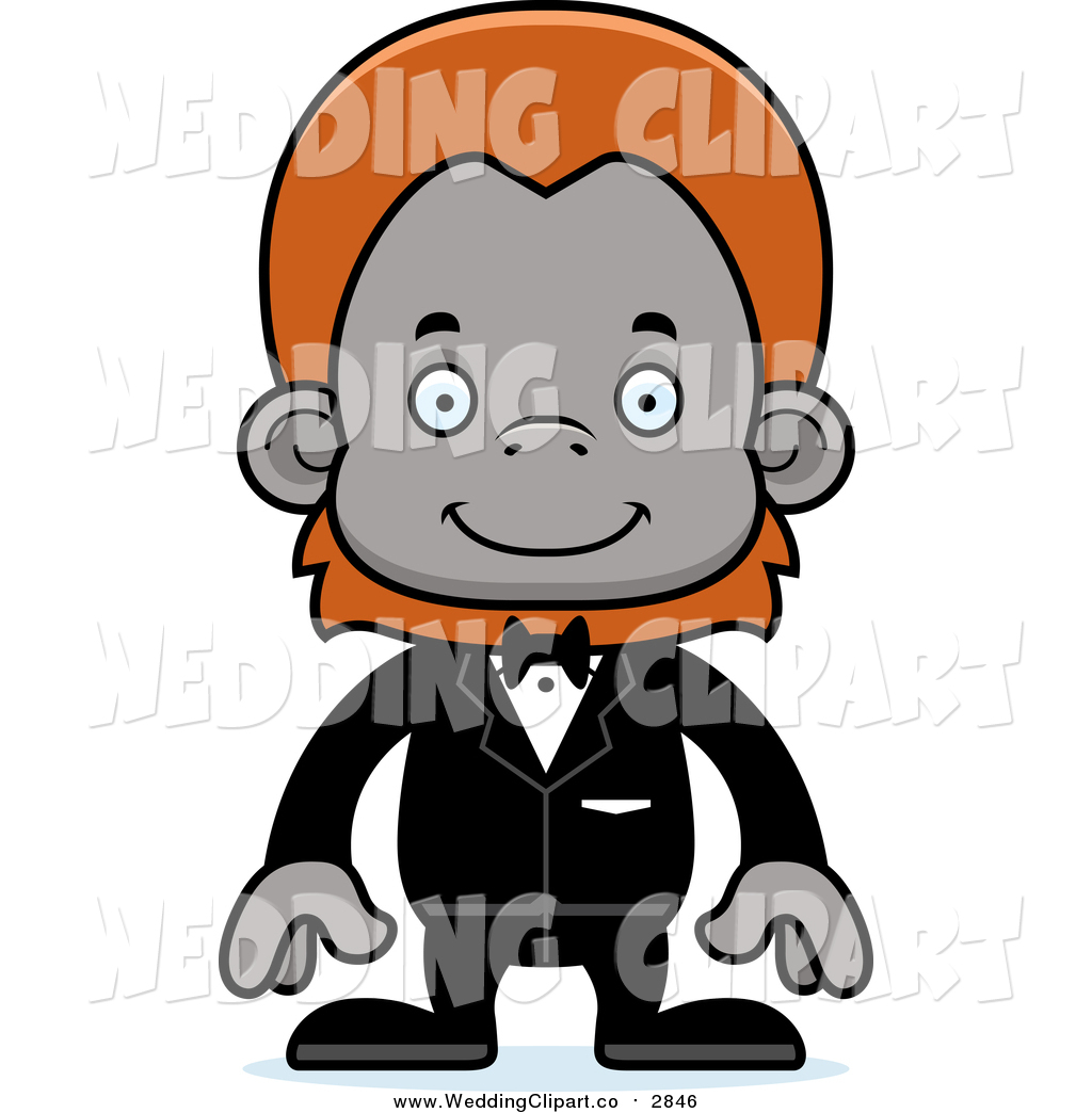 1024x1044 Vector Cartoon Marriage Clipart Of A Happy Orangutan Monkey Groom