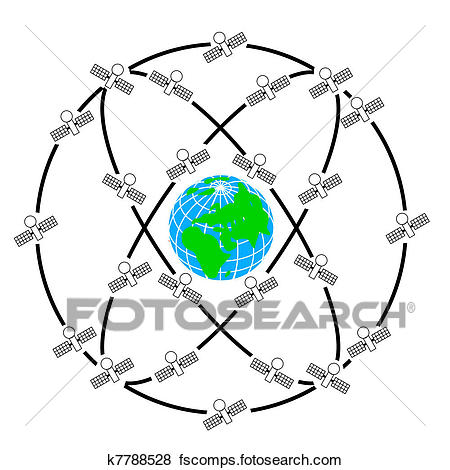 450x470 Clip Art Of Space Satellites In Eccentric Orbits Around The Earth