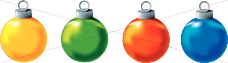 776x216 Four Colorful Christmas Ornaments Clipart Traditional Christmas