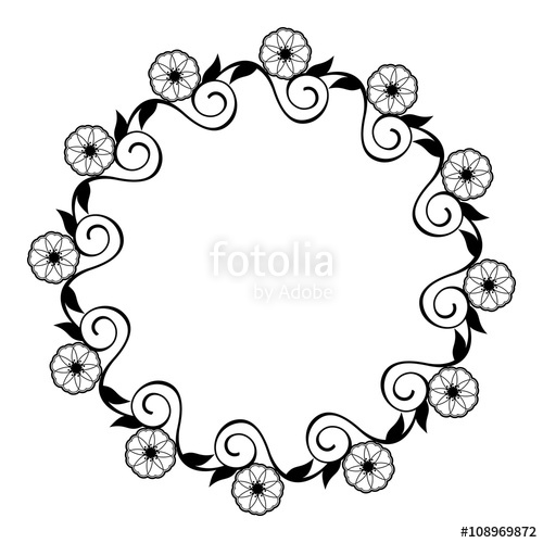 500x500 Round Flower Frame. Decorative Flowers Arranged On A Shape