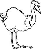 142x170 Clip Art Of Nandu Ostrich Cartoon Coloring Page K21800666