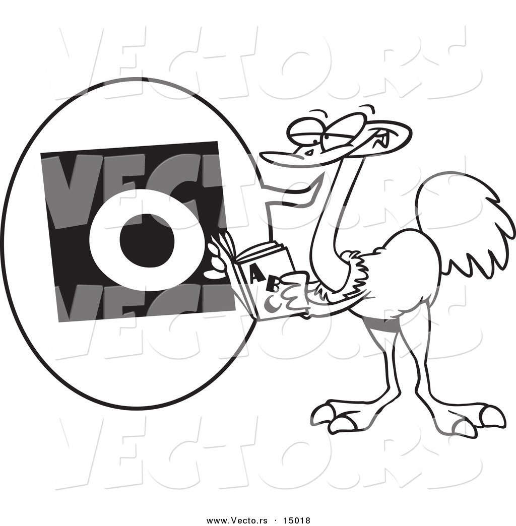1024x1044 Vector Of A Cartoon Ostrich Reading The Abcs
