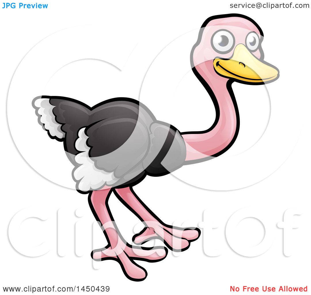 1080x1024 Clipart Graphic Of A Cartoon Happy Ostrich