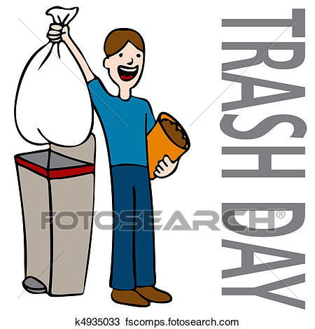 450x470 Clipart Of Trash Day Man K4935033