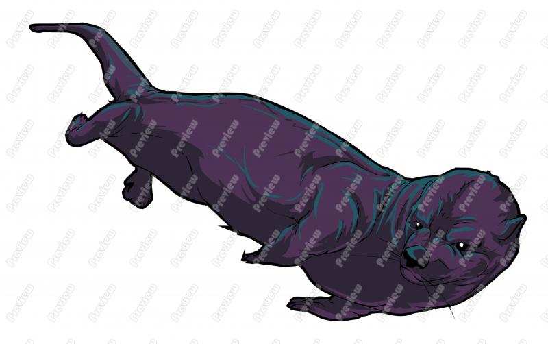 800x502 River Otter Character Clip Art