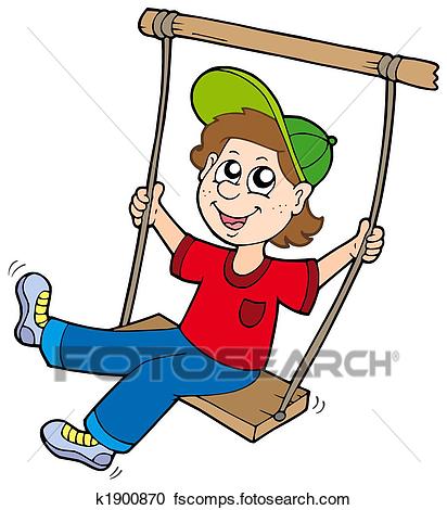 412x470 Stock Illustrations Of Boy On Swing K1900870