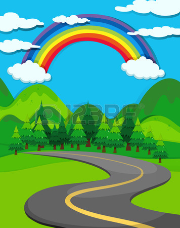 356x450 Forest Scene With Trail In The Woods Illustration Royalty Free