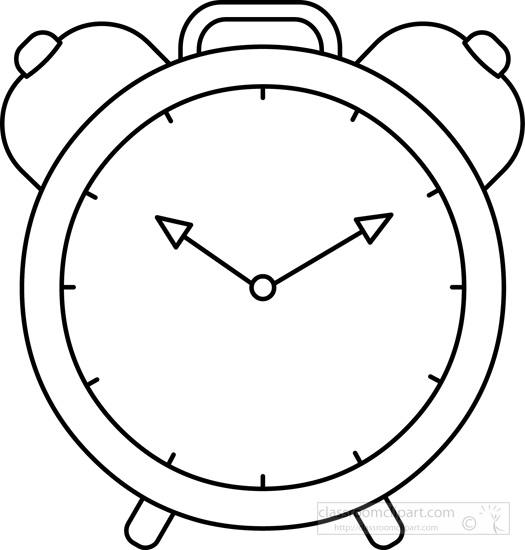 525x550 Objects Clipart Alarm Clock Time Black White Outline