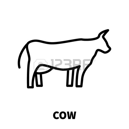 450x450 Cow Icon Or Logo In Modern Line Style. High Quality Black Outline