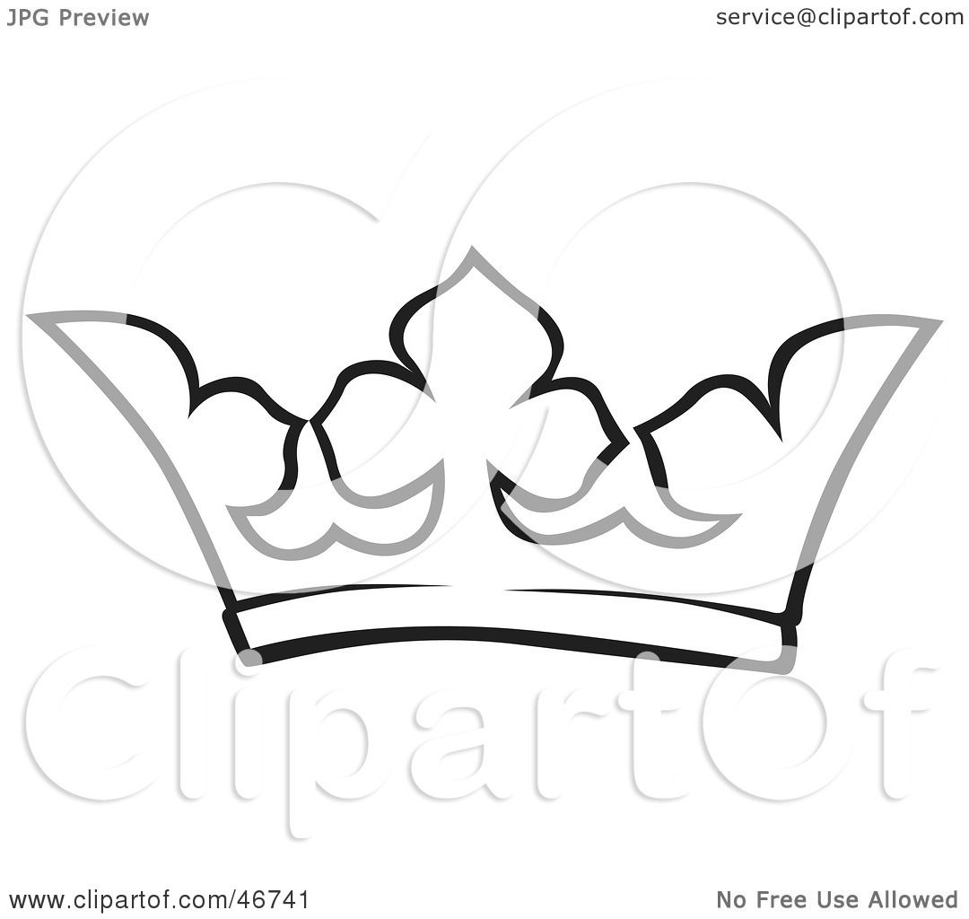 1080x1024 Clipart Illustration Of A Black And White Crown Outline By Dero