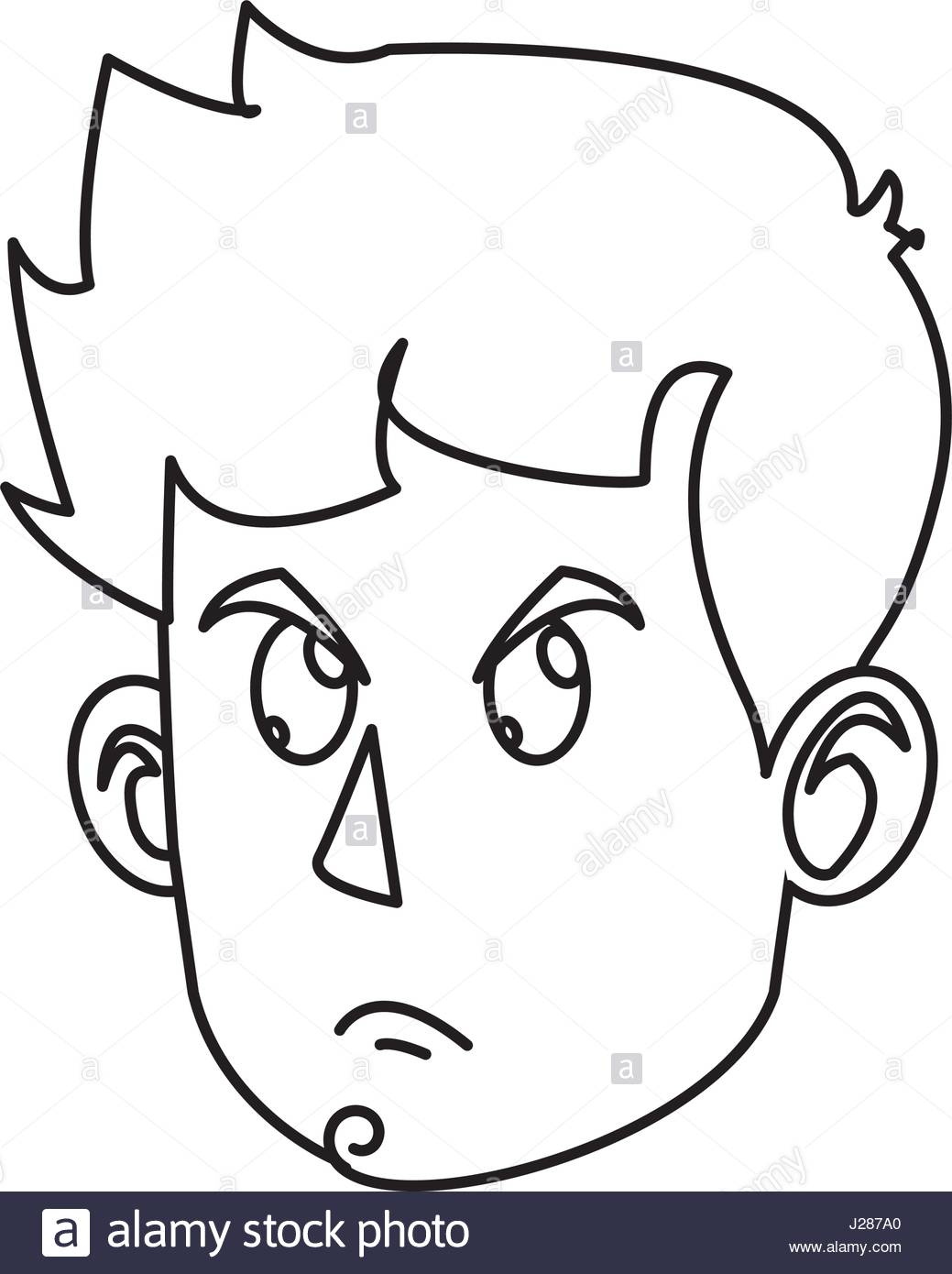 1039x1390 Character Face Head Boy Angry Outline Stock Vector Art