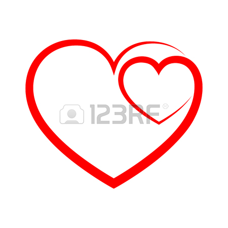 450x450 Abstract Heart Shape Outline. Vector Illustration. Red Heart