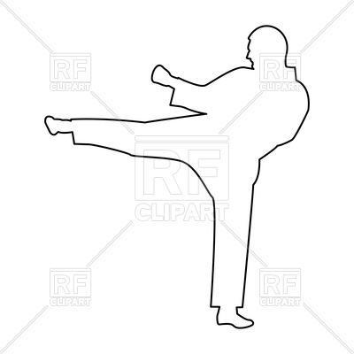 400x400 Karate Man Outline Royalty Free Vector Clip Art Image