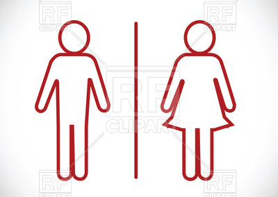 400x284 Restroom Sign With Man And Woman Red Outline Royalty Free Vector