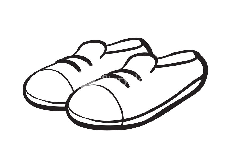 1000x674 Illustration Of A Shoe Outline On A White Background Royalty Free