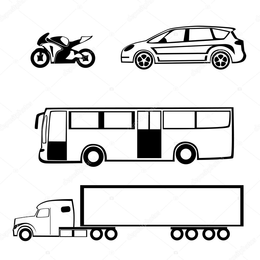 1024x1024 Bike Car Bus Truck Stock Vector Tiptop315