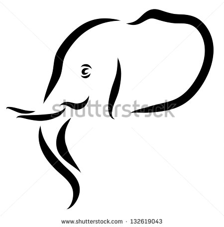 450x456 Elephant Head Profile Outline