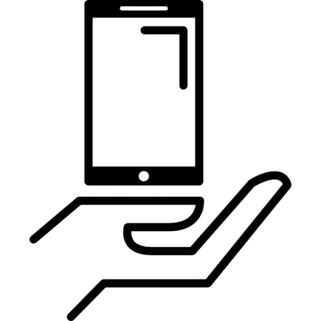 626x626 Open Hand Outline Holding Cellphone Icons Free Download