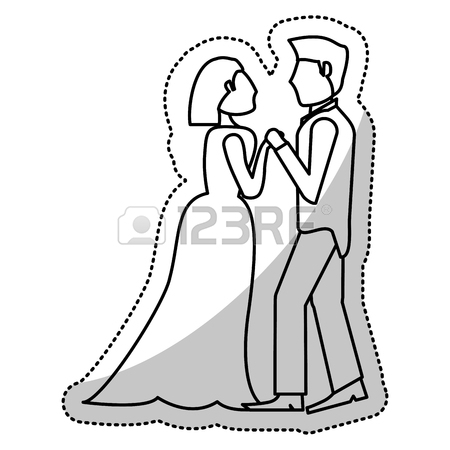 450x450 Couple Wedding Olding Hands Romantic Outline Vector Illustration