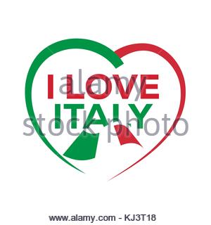 300x320 Heart Sign With The Italian Flag I Love Italy Stock Vector Art