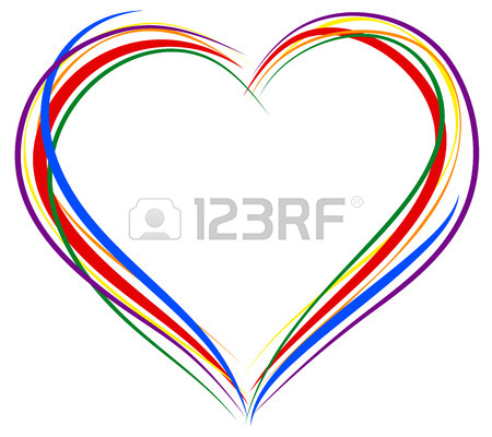 450x400 Lgbt Heart Symbol. Sign Of Heart Outline. Rainbow Heart