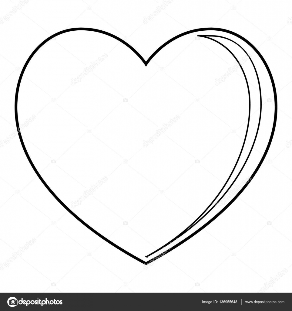 963x1024 Big Heart Icon, Outline Style Stock Vector Ylivdesign