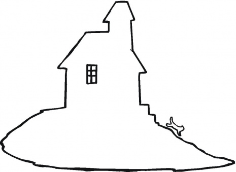 465x339 Haunted House Outline Coloring Clipart Panda