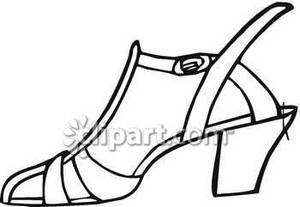 300x207 Outline Of A Woman's Dress Shoe Royalty Free Clipart Picture