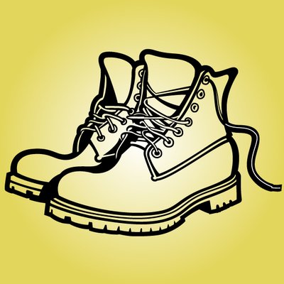 400x400 Pair Of Fat Sole Outline Boots, Vector File