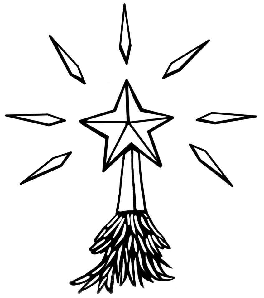 847x956 Christmas Star Outline Clipart