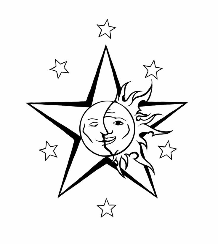 736x822 Outline Stars And Sun Moon Tattoo Design
