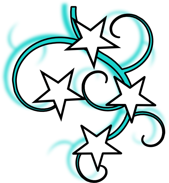 552x597 Teal And White Tattoo With Stars Black Outline Clip Art