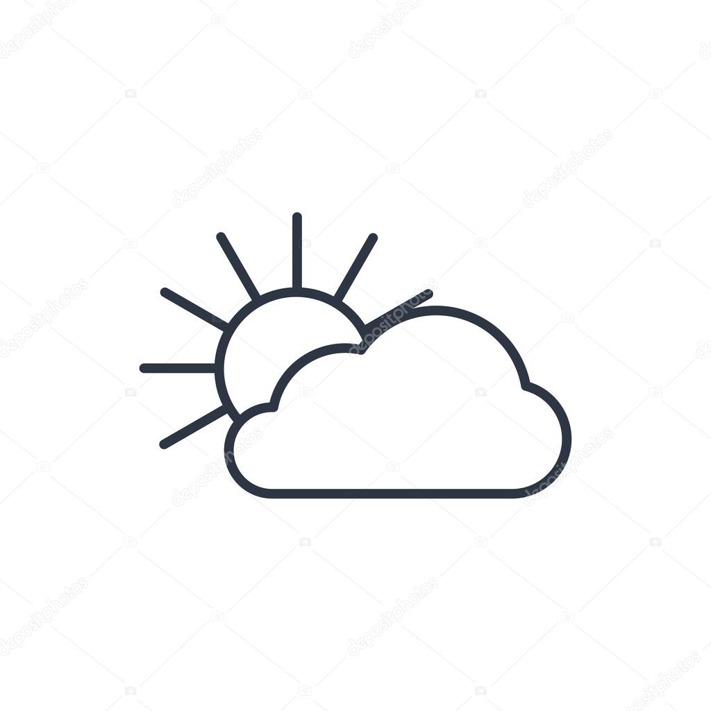1024x1024 Outline Icon Of Sun And Cloud Stock Vector Icon Craft Studio