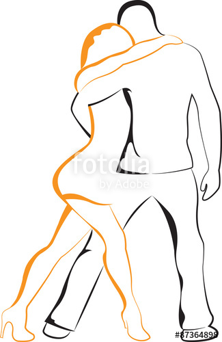 325x500 Dancing Man And Woman. Outline Stock Image And Royalty Free