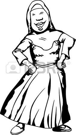 253x450 Outline Cartoon Of Laughing Muslim Woman On White Background
