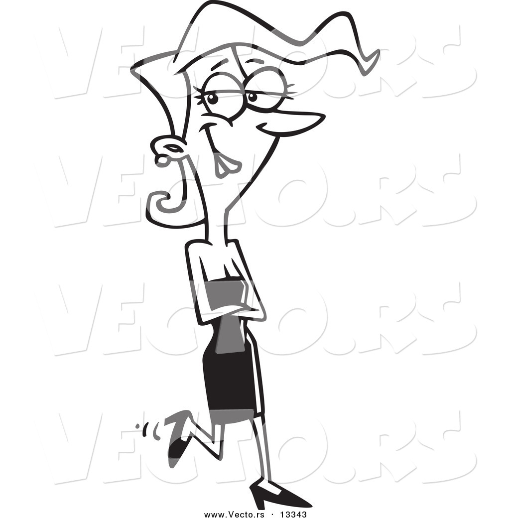 1024x1044 Vector Of A Cartoon Pretty Woman Walking In A Black Dress