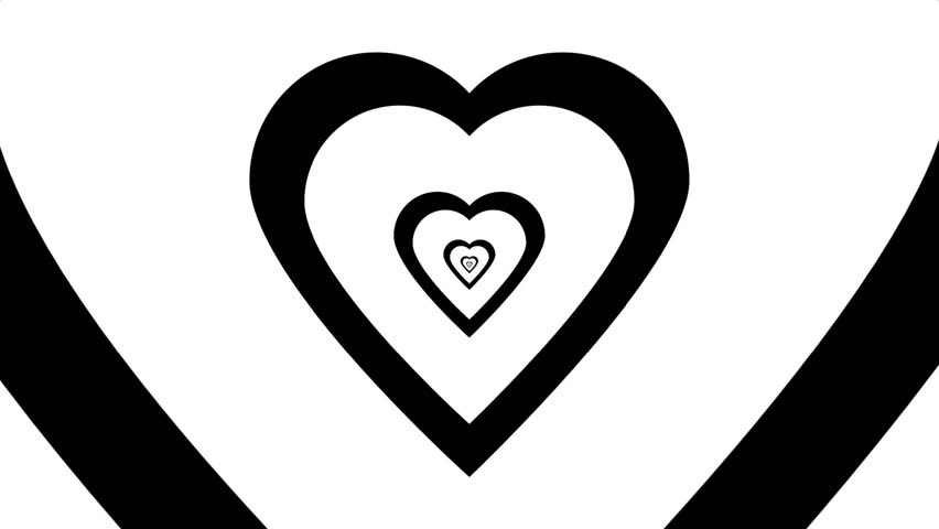 852x480 3d Outlines Of Hearts Fly Towards And Away From The Screen. Stock