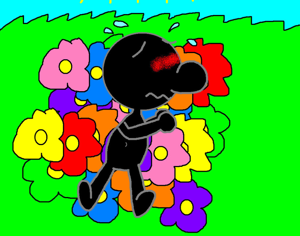 1024x805 Mr. Game And Watch Sitting On The Flowers Outside By Measffymon