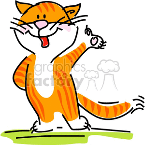 300x300 Royalty Free Orange Tabby Cat Smiling With Outstretched Paw 131105