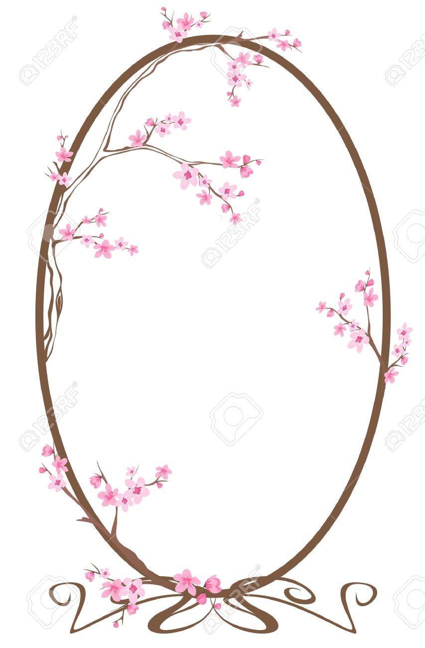 853x1300 Floral Clipart Oval Frame