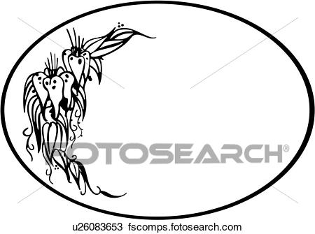 450x335 Clipart Of , Border, Cameo, Fancy, Floral, Frame, Oval, U26083653