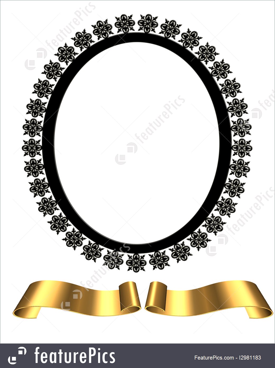 1040x1392 Illustration Of Black Oval Frame Gold Scrolls