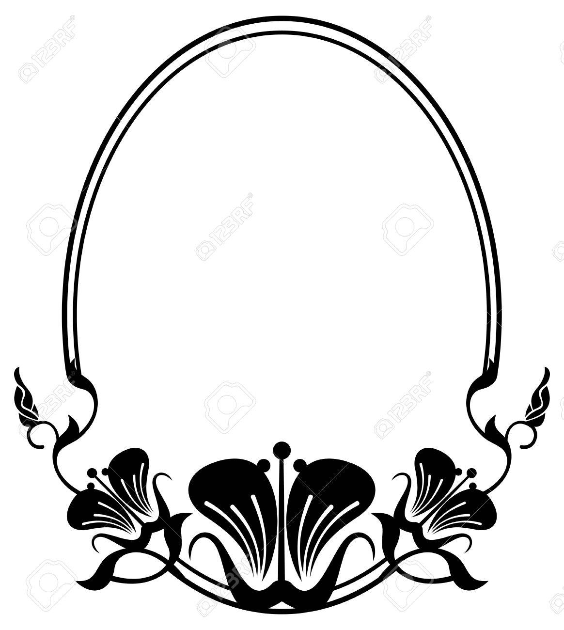 1164x1300 Silhouette Oval Frame. Abstract Black And White Ornament